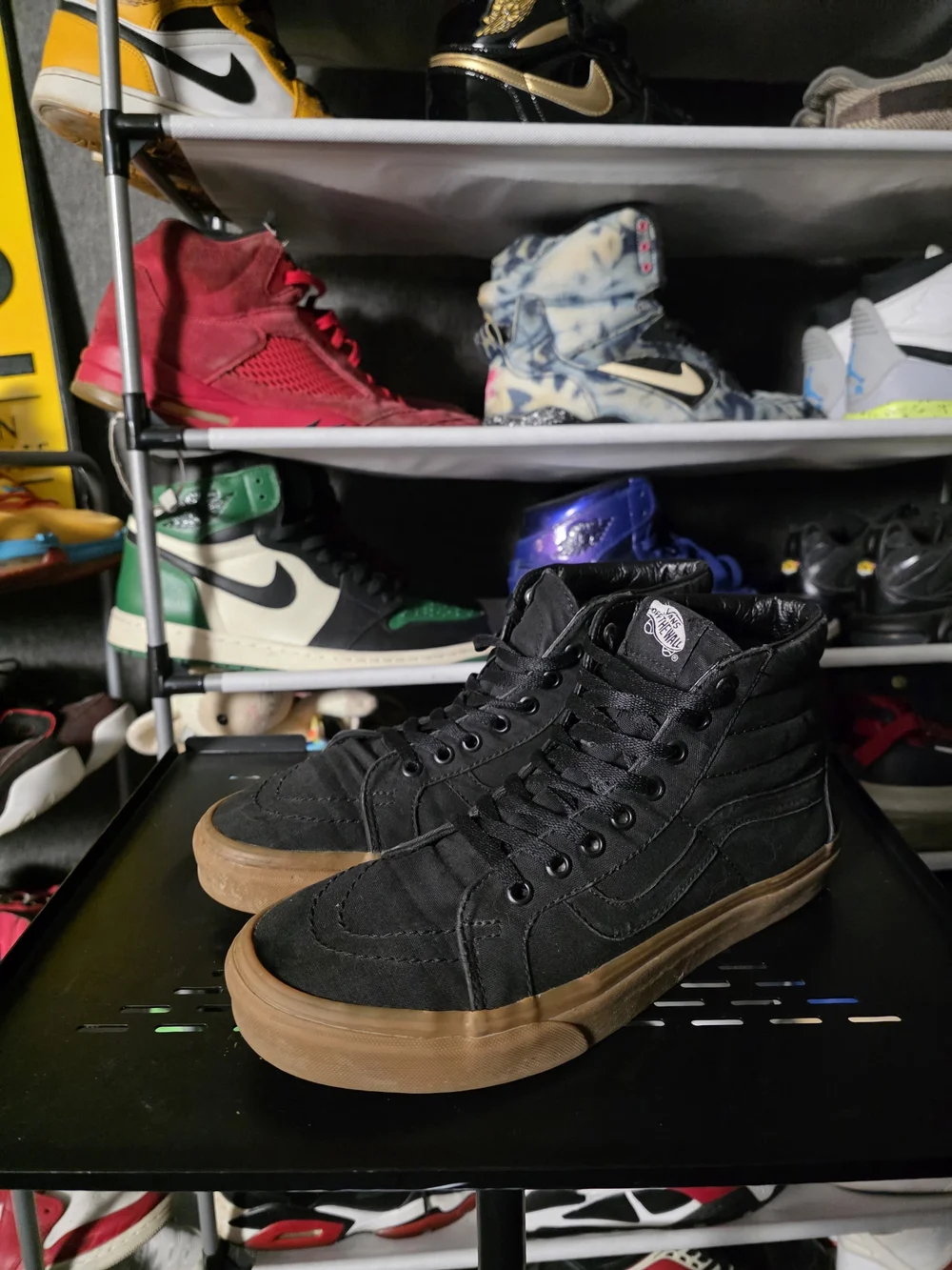 🔥 Vans Men Size 9.5 Black High-Top Slip-On Sneakers with Gum Sole